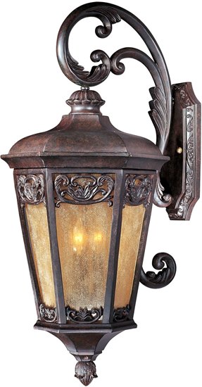 Foto para 60W Lexington VX 3-Light Outdoor Wall Lantern CU Night Shade Glass CA Incandescent 13.5"x30.5" 