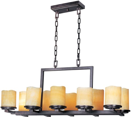 Foto para 60W Luminous 10-Light Chandelier RE Stone Candle Glass MB Incandescent (CAN 4.38"x9.38")