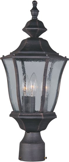 Picture of 60W Madrona Cast 3-Light Outdoor Pole/Post Lantern RP Seedy Glass CA Incandescent 4-Min