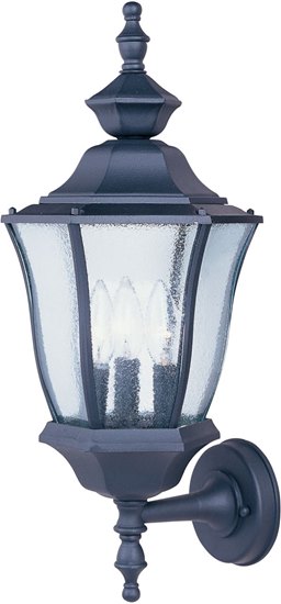Picture of 60W Madrona Cast 3-Light Outdoor Wall Lantern BK Seedy Glass CA Incandescent 4-Min