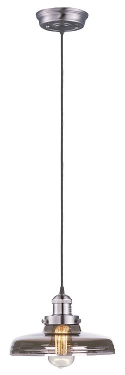 Picture of 60W Mini Hi-Bay 1-Light Pendant W/Bulb SN Mirror Smoke Glass MB Incandescent (OA HT 65.75")