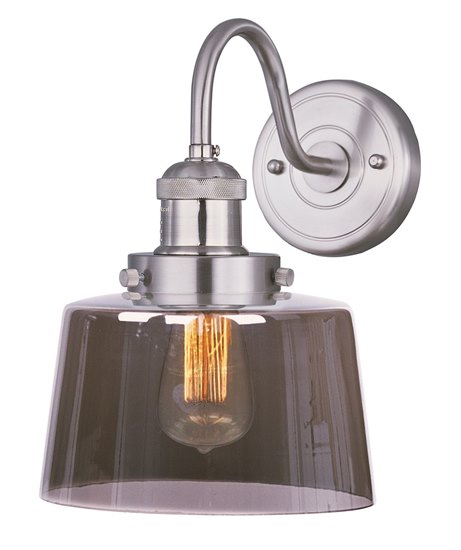 Picture of 60W Mini Hi-Bay 1-Light Wall Sconce SN Mirror Smoke Glass MB Incandescent 8.75"x11.75" 