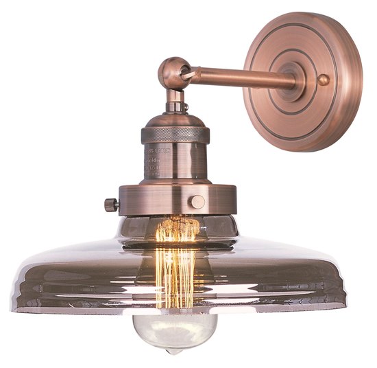 Picture of 60W Mini Hi-Bay 1-Light Wall Sconce W/Bulb ACP Mirror Smoke Glass MB Incandescent 10"x8.75" 