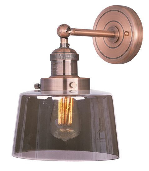 Picture of 60W Mini Hi-Bay 1-Light Wall Sconce W/Bulb ACP Mirror Smoke Glass MB Incandescent 8.75"x11.5" 