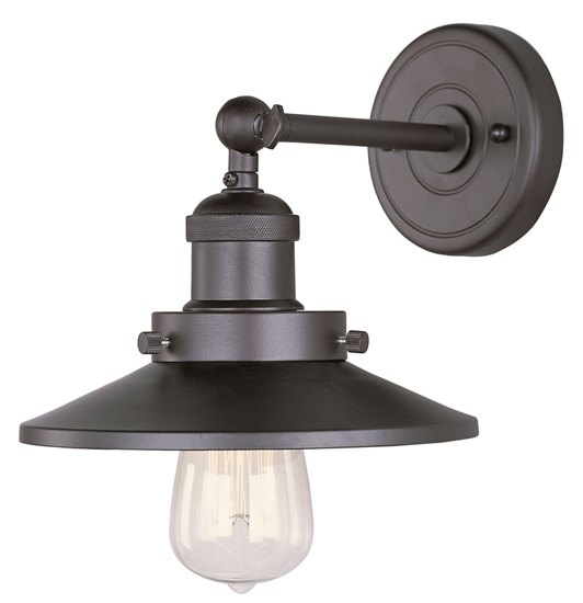 Picture of 60W Mini Hi-Bay 1-Light Wall Sconce W/Bulb BZ Metal MB Incandescent 8"x7.25" 