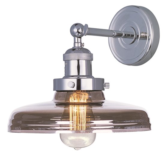 Picture of 60W Mini Hi-Bay 1-Light Wall Sconce W/Bulb PN Mirror Smoke Glass MB Incandescent 10"x8.75" 