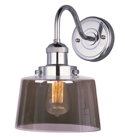 Picture of 60W Mini Hi-Bay 1-Light Wall Sconce W/Bulb PN Mirror Smoke Glass MB Incandescent 8.75"x11.75" 