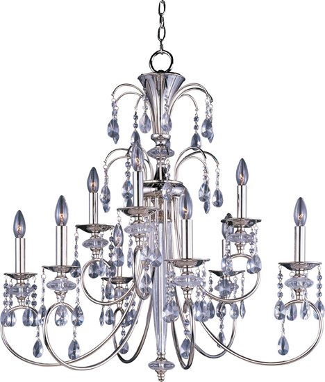 Picture of 60W Montgomery 9-Light Chandelier PN Clear Glass CA Incandescent 72" Chain