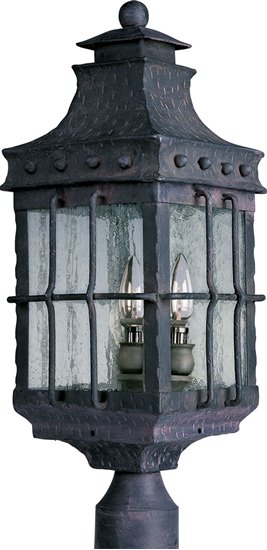 Foto para 60W Nantucket 3-Light Outdoor Pole/Post Lantern CF Seedy Glass CA Incandescent 