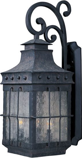 Foto para 60W Nantucket 3-Light Outdoor Wall Lantern CF Seedy Glass CA Incandescent 