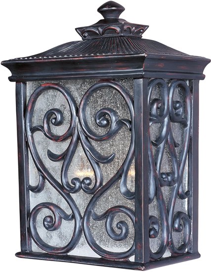 Picture of 60W Newbury VX 2-Light Outdoor Wall Lantern OB Seedy Glass MB Incandescent 