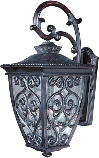 Picture of 60W Newbury VX 3-Light Outdoor Wall Lantern OB Seedy Glass CA Incandescent 10"x23" 