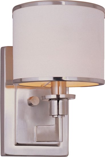 Picture of 60W Nexus 1-Light Wall Sconce SN White Fabric CA Incandescent 