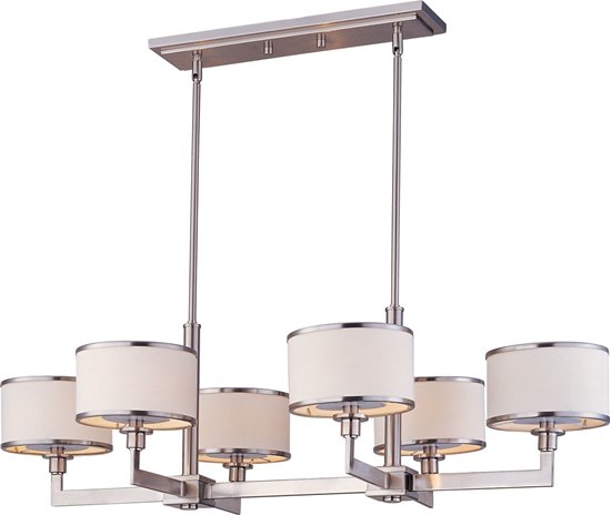 Picture of 60W Nexus 6-Light Chandelier SN White Fabric CA Incandescent (OA HT 56") (CAN 18"x4.5"x0.75")