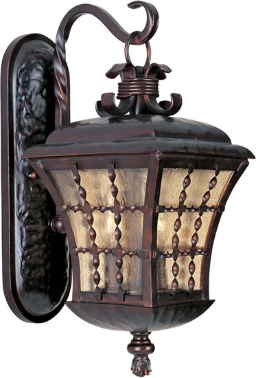 Picture of 60W Orleans 3-Light Outdoor Wall Lantern OI Amber Seedy Glass CA Incandescent 8"x18" 