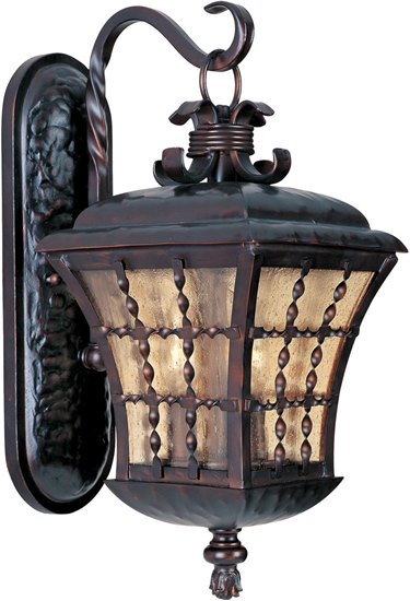 Picture of 60W Orleans 3-Light Outdoor Wall Lantern OI Amber Seedy Glass CA Incandescent 9.5"x21" 