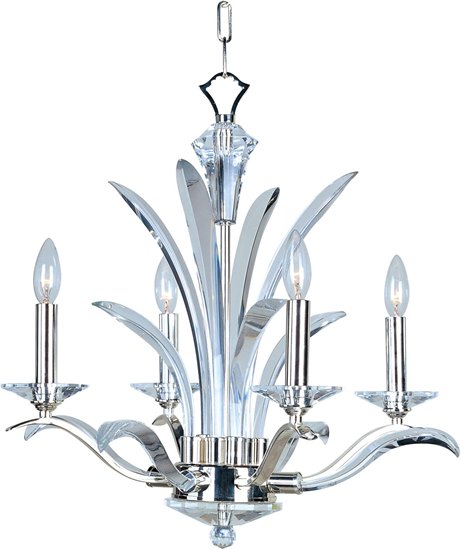 Foto para 60W Paradise 4-Light Chandelier PS Beveled Crystal Glass CA Incandescent (CAN 5"x1")36" Chain