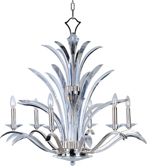 Foto para 60W Paradise 6-Light Chandelier PS Beveled Crystal Glass CA Incandescent (CAN 5"x1")36" Chain