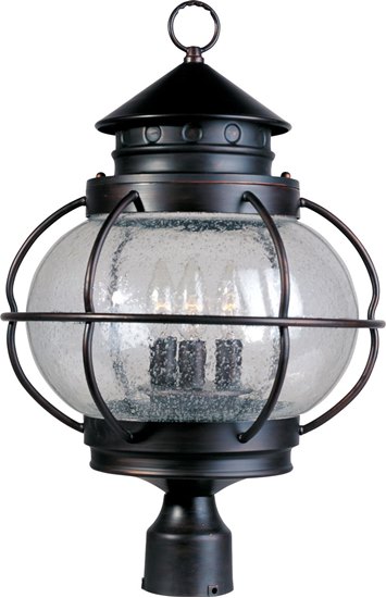 Foto para 60W Portsmouth 3-Light Outdoor Pole/Post Lantern OI Seedy Glass CA Incandescent 14"x22" 