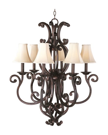 Foto para 60W Richmond 6-Light Chandelier with Shades CU Fabric CA Incandescent 36" Chain