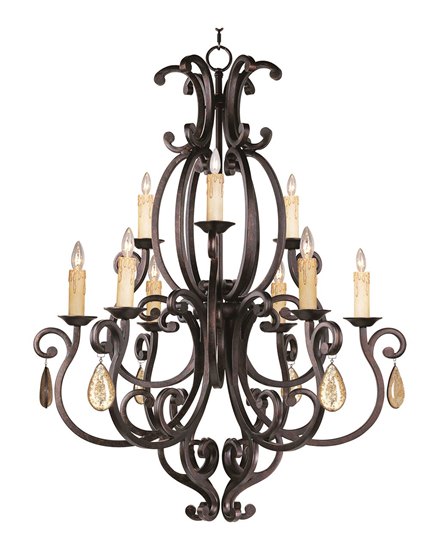 Picture of 60W Richmond 9-Light Chandelier with Crystals CU CA Incandescent 37.5"x44" 72" Chain
