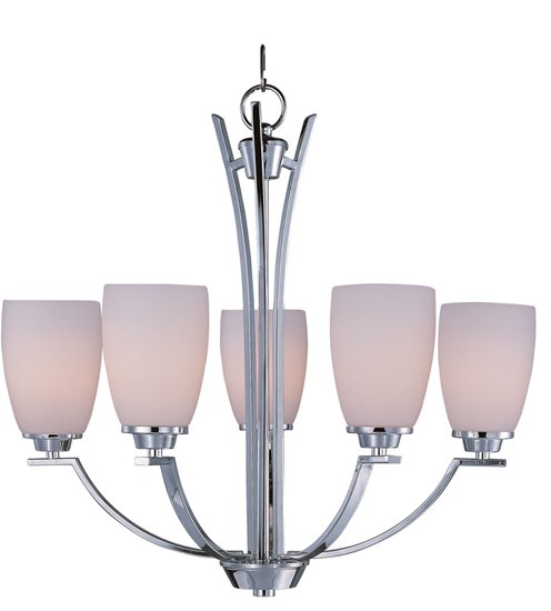 Picture of 60W Rocco 5-Light Chandelier PC Satin White Glass MB Incandescent 