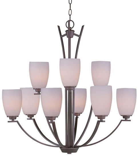 Picture of 60W Rocco 9-Light Chandelier OI Satin White Glass MB Incandescent 