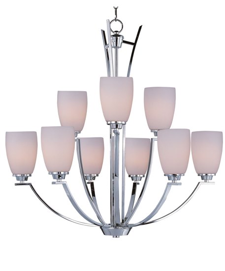Picture of 60W Rocco 9-Light Chandelier PC Satin White Glass MB Incandescent 