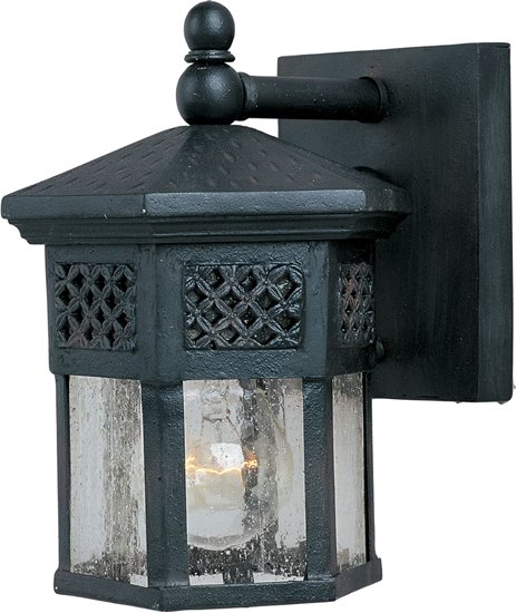 Picture of 60W Scottsdale 1-Light Outdoor Wall Lantern CF Seedy Glass MB Incandescent 