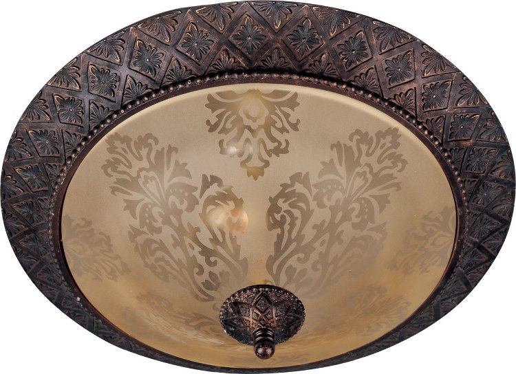 Foto para 60W Symphony 2-Light Flush Mount OI Screen Amber Glass MB Incandescent 