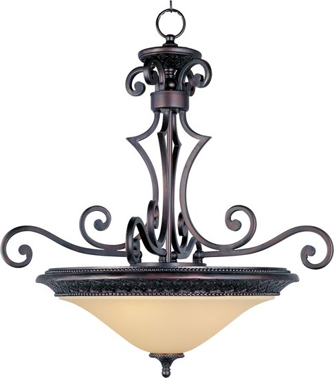 Picture of 60W Symphony 3-Light Invert Bowl Pendant OI Soft Vanilla Glass MB Incandescent 36" Chain