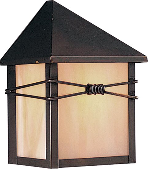 Foto para 60W Taliesin 1-Light Outdoor Wall Lantern BU Iridescent Glass MB Incandescent 