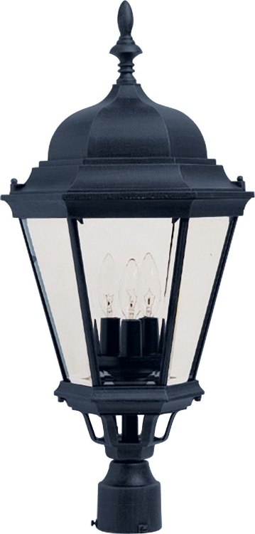 Picture of 60W Westlake Cast 3-Light Outdoor Pole/Post Lantern BK Clear Glass CA Incandescent 2-Min