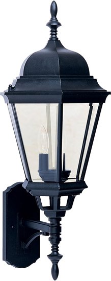 Picture of 60W Westlake Cast 3-Light Outdoor Wall Lantern BK Clear Glass CA Incandescent 13"x28" 2-Min