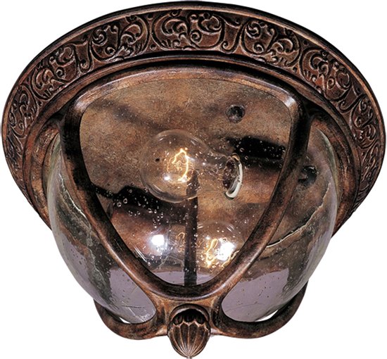 Picture of 75W Knob Hill Cast 2-Light Outdoor Ceiling Mount SE Seedy Glass MB Incandescent 