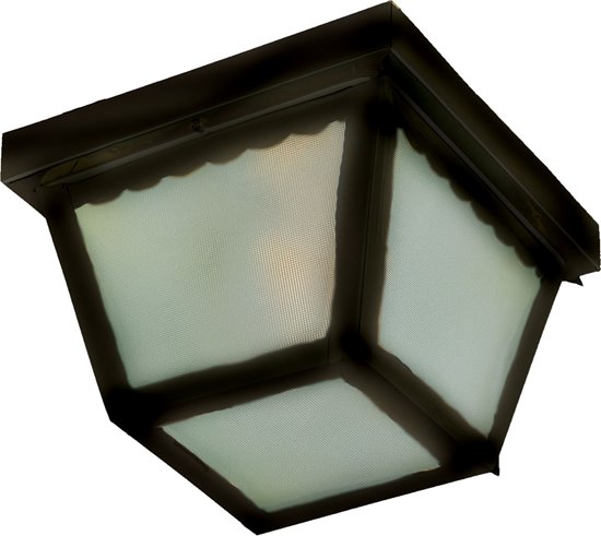 Foto para 75W Outdoor Essentials - 620x-Outdoor Ceiling Mount BK 2-lights Frosted Glass MB Incandescent 8-Min