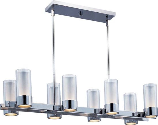 Foto para 75W Silo 8-Light Pendant PC Clear/Frosted Glass G9 Frost Xenon (OA HT 46") (CAN 14.75"x4.5"x1.5")