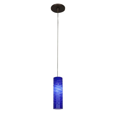 Show details for 35w Zeta GY6.35 Bi-Pin Halogen Dry Location Bronze Blue Lined Low Voltage Pendant with Anari Silk (l) Glass Picture of 35w Zeta GY6.35 Bi-Pin Halogen Dry Location Bronze Blue Lined Low Voltage Pendant with Anari Silk (l) Glass