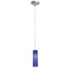 Picture of 40w Delta G9 G9 Halogen Dry Location Brushed Steel Blue Lined Line Voltage Pendant with Anari Silk (l) Glass