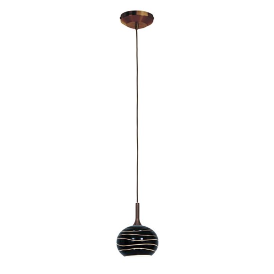 Picture of 40w Delta G9 G9 Halogen Dry Location Bronze Black Lined Line Voltage Pendant with SphereEtched Glass