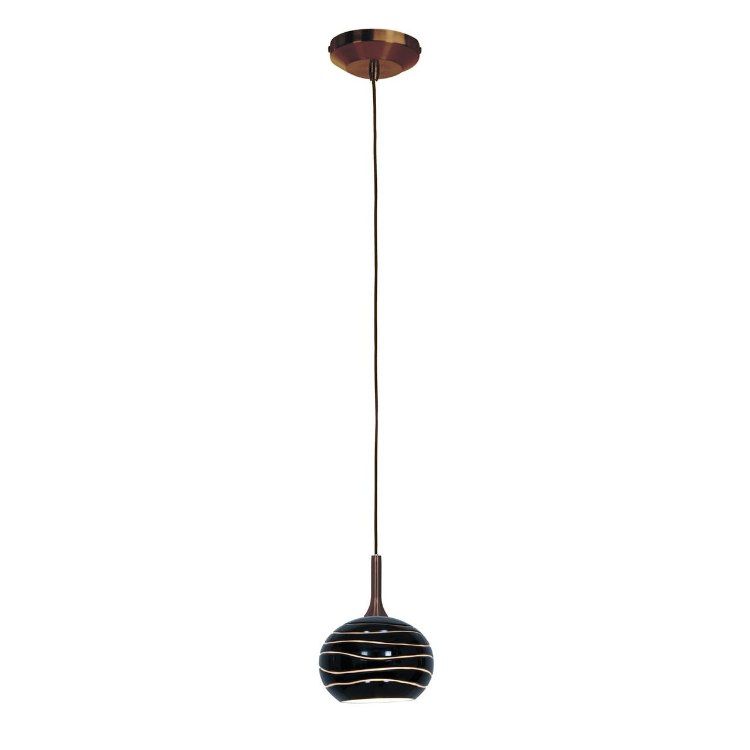 Picture of 40w Delta G9 G9 Halogen Dry Location Bronze Black Lined Line Voltage Pendant with SphereEtched Glass