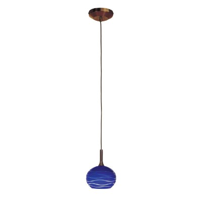 Show details for 40w Delta G9 G9 Halogen Dry Location Bronze Blue Lined Line Voltage Pendant with SphereEtched Glass Picture of 40w Delta G9 G9 Halogen Dry Location Bronze Blue Lined Line Voltage Pendant with SphereEtched Glass