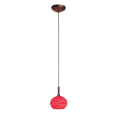 Show details for 40w Delta G9 G9 Halogen Dry Location Bronze Red Lined Line Voltage Pendant with SphereEtched Glass Picture of 40w Delta G9 G9 Halogen Dry Location Bronze Red Lined Line Voltage Pendant with SphereEtched Glass