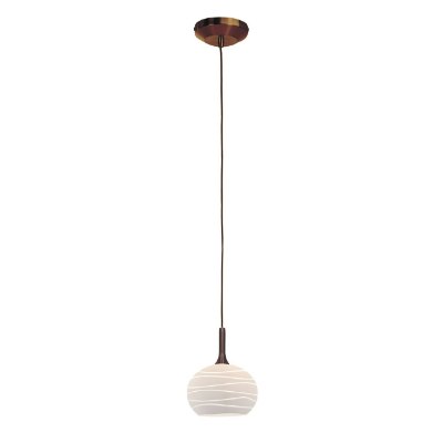 Show details for 40w Delta G9 G9 Halogen Dry Location Bronze White Lined Line Voltage Pendant with SphereEtched Glass Picture of 40w Delta G9 G9 Halogen Dry Location Bronze White Lined Line Voltage Pendant with SphereEtched Glass