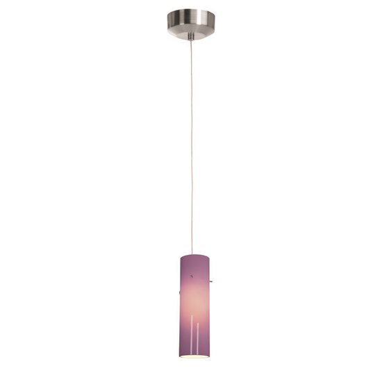 Picture of 5w Tungsten Module Dry Location Brushed Steel Plum LED Pendant with Anari Silk (l) Glass
