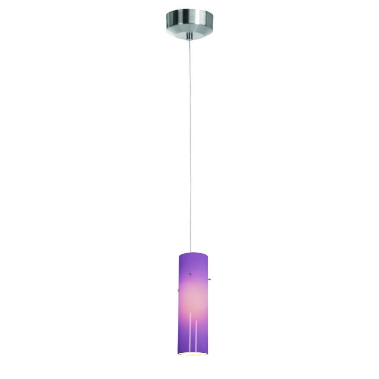 Foto para 5w Tungsten Module Dry Location Brushed Steel Plum LED Pendant with Anari Silk (l) Glass
