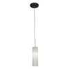 Picture of 35w Zeta GY6.35 Bi-Pin Halogen Dry Location Bronze White Lined Low Voltage Pendant with Anari Silk (l) Glass