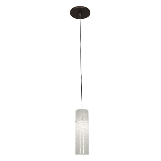 Picture of 35w Zeta GY6.35 Bi-Pin Halogen Dry Location Bronze White Lined Low Voltage Pendant with Anari Silk (l) Glass