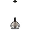 Foto para 75w Chuki E-26 A-19 Incandescent Damp Location Black Metal ribbed Pendant (CAN 1.25"Ø5.25")