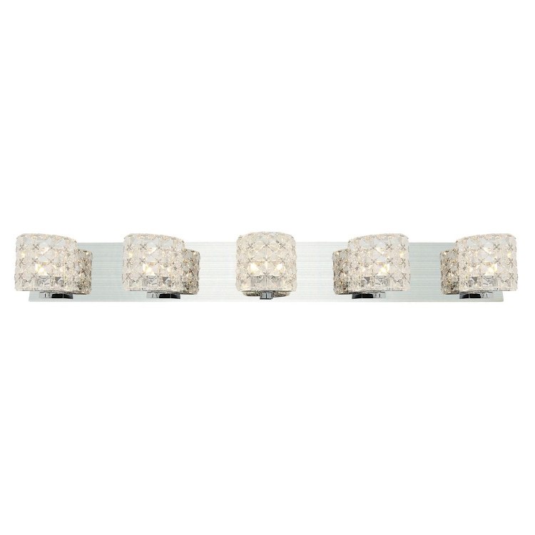 Picture of 300w (5 x 60) Prizm G9 G9 Halogen Damp Location Chrome Clear Crystal 5Lt Vanity (CAN 35.9"x4.75"x0.75")